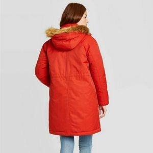 Universal Thread Red Parka Coat Fur Hood